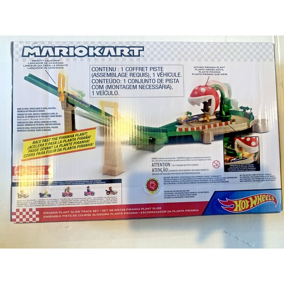 Hot Wheels Mario Kart Piranha Plant Slide Track Set & Yoshi Diecast NEW Box - Picture 7 of 8